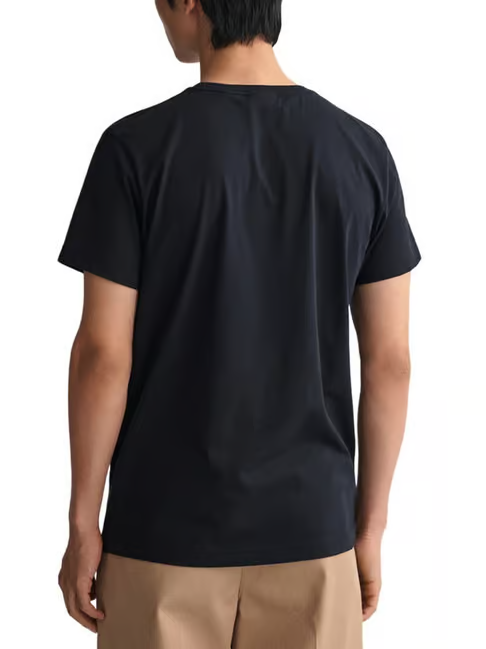 Μπλουζάκι λαιμοκοψη Gant - Μαύρο