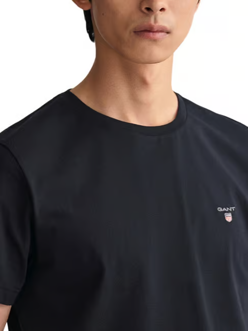Μπλουζάκι λαιμοκοψη Gant - Μαύρο