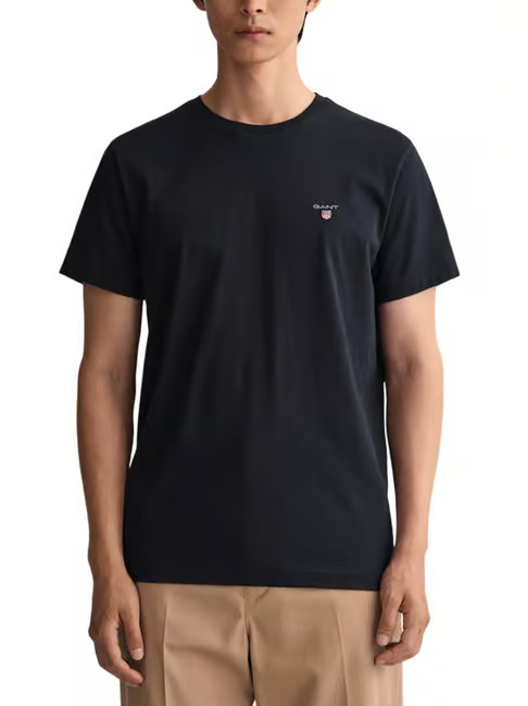 Μπλουζάκι λαιμοκοψη Gant - Μαύρο