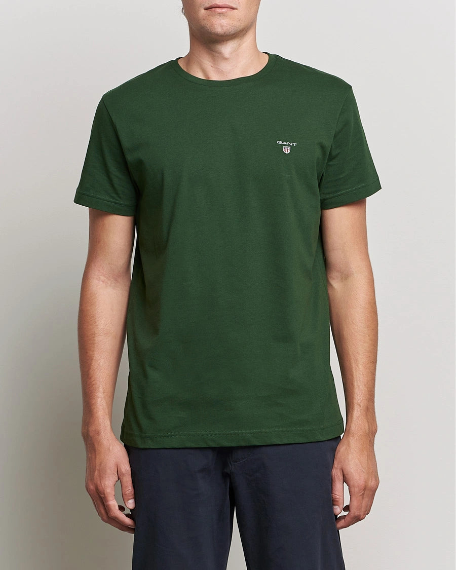 Μπλουζάκι λαιμοκοψη Gant - Σκούρο Πράσινο