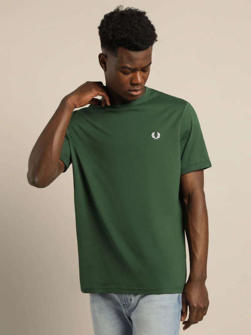 Μπλουζάκι λαιμοκοψη Fred Perry - Σκούρο Πράσινο