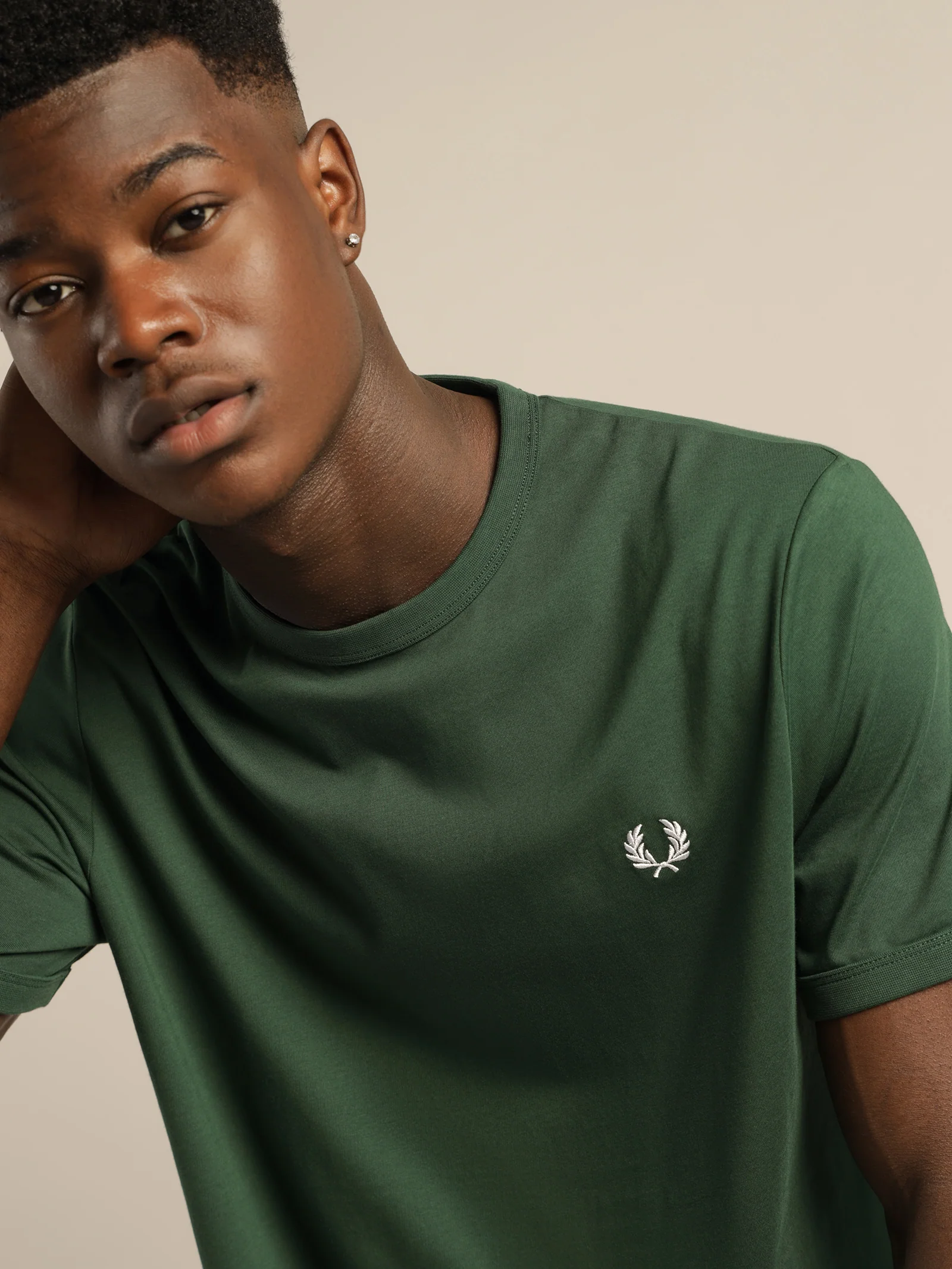 Μπλουζάκι λαιμοκοψη Fred Perry - Σκούρο Πράσινο